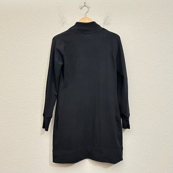 AMERICAN GIANT Mini Moto Dress Black 1/4 Zip Sweatshirt Mock Neck Sporty - Picture 2 of 11